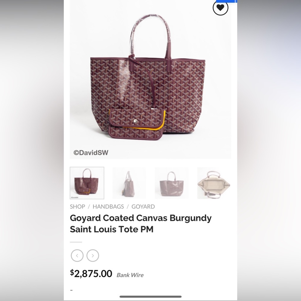 Goyard Coated Canvas Saint Louis Tote PM in Burgundy